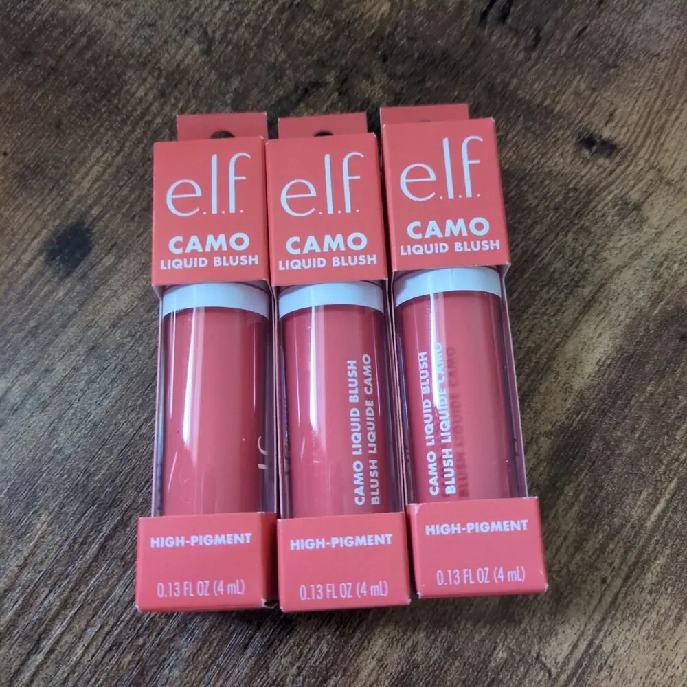 LOT of 3 e.l.f. Camo Liquid Blush High Pigment 82418 Coral Crush 0.13 fl oz